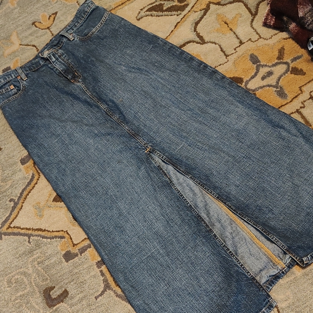 Ralph Lauren Medium Blue Denim Maxi Skirt with Front Slit